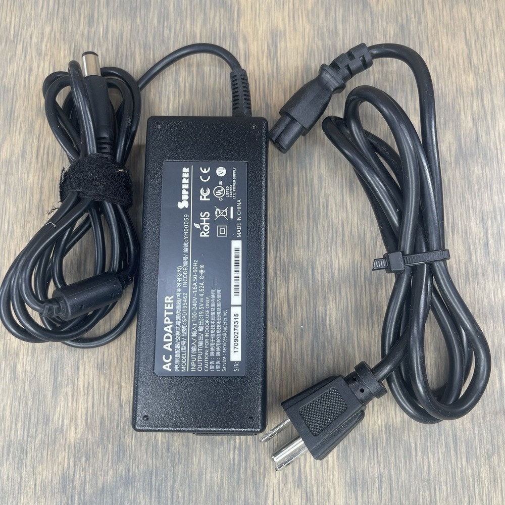 SUPERER 90W AC Adapter SPD195462 for Dell Laptops 100-240V 1.8A 50-60Hz